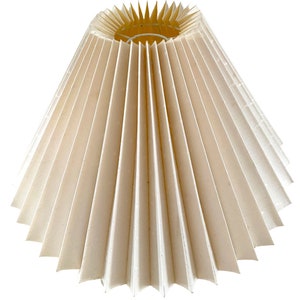 Classic Off White with Delicate Dot Pattern. Textile Nordic Pleated "Plisse" Lamp Shade Designer Vintage Non Clip Frame. Scandinavian Style.