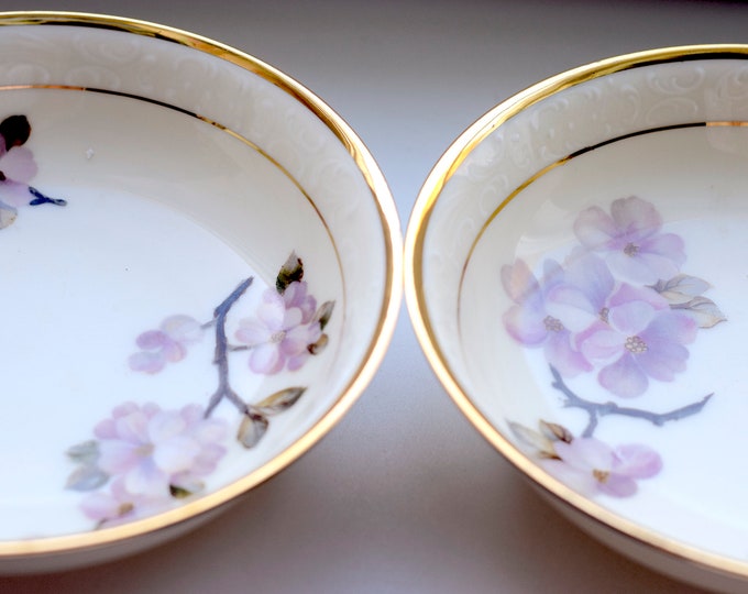 RARE Nordic Sakura Pink Cherry Blossom W/gold Fine Porcelain Round ...