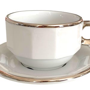 French Vintage Pillivuyt Cappuccino Cup and Saucer Set: Bistro White Porcelain