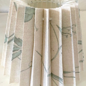 Light Gray and Teal Botanical Textured Nordic Pleated "Plisse" Lamp Shade Designer Quality Vintage. Clip on Frame. Scandinavian Style.