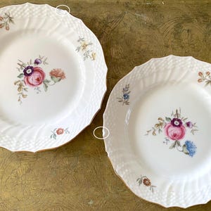 SET of 2 Royal Copenhagen Frijsenborg Side Plates. Vintage 1950s Denmark. Pink Peony Rose. WITH FLAWS