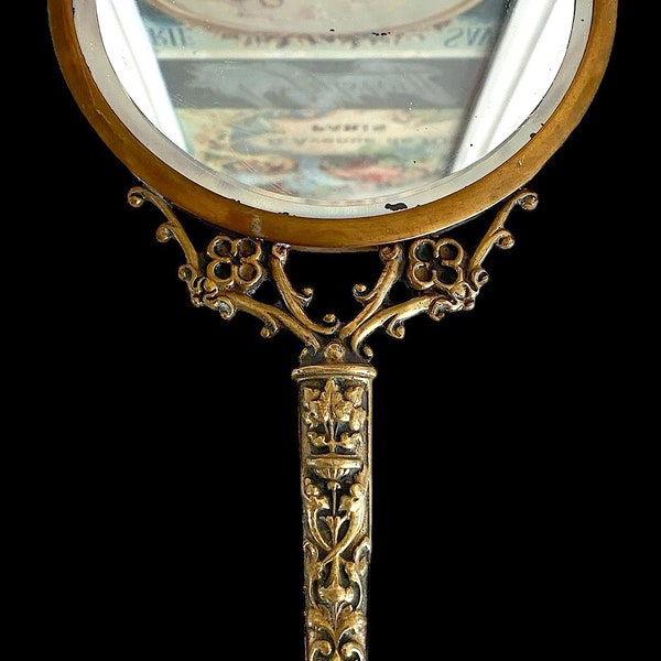 Antique Brass Hand Mirror - Etsy
