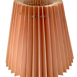 Small Textured Nordic Pleated "Plisse" Lamp Shade. Apricot Pink. Quality Vintage. Clip On. Scandinavian Style.