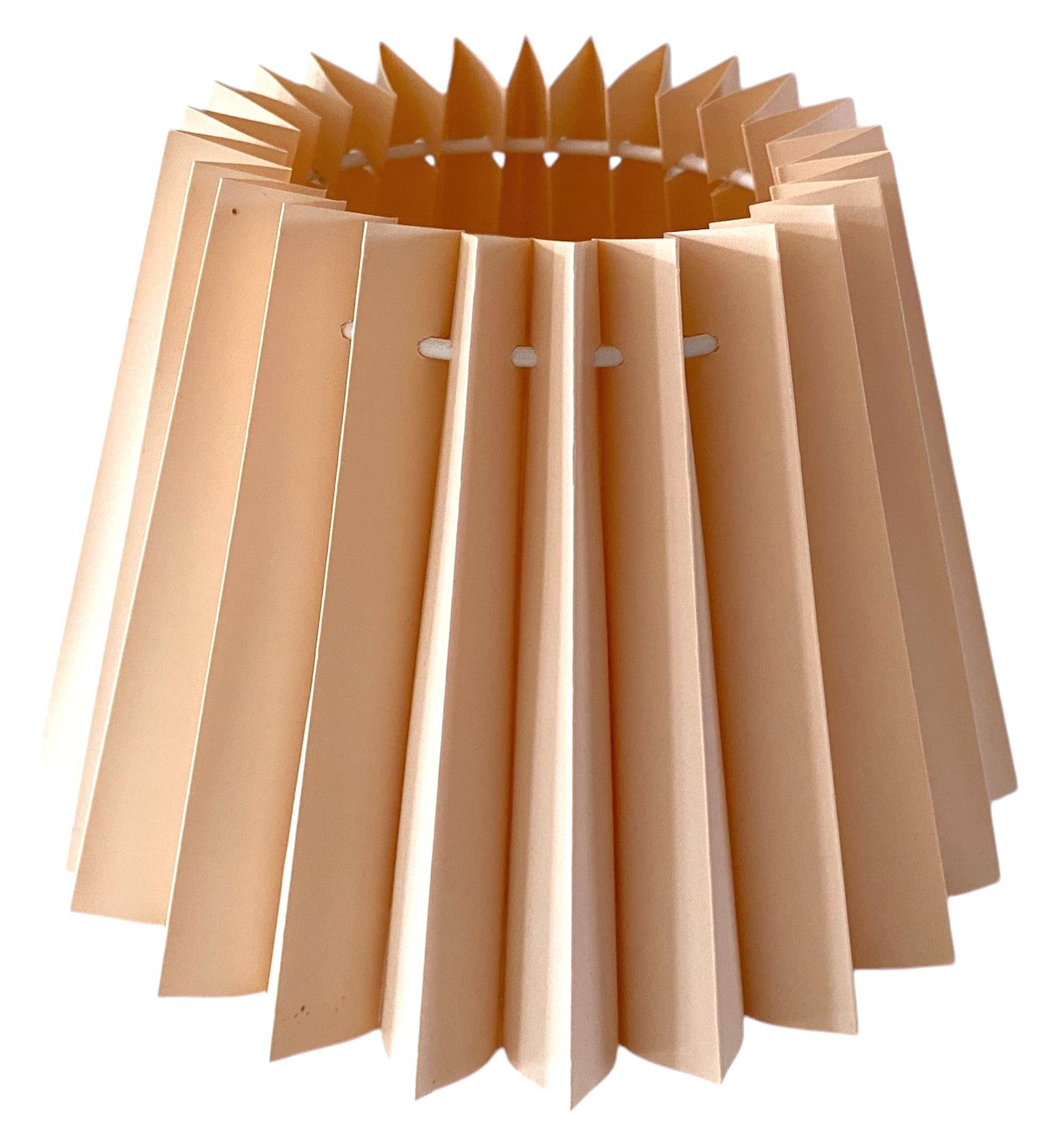 WITH FLAW. Vintage Nordic Small Pleated Lamp Shade. Soft Powder Beige. Made In Denmark. Clip on.