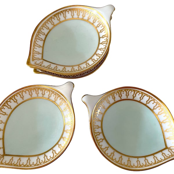 Antique Thorvaldsen Neo Classic Aqua Pastel Blue and Gold Petite Tray Plate. Bing & Grøndahl 1930s Heirloom Collection. Sold per Plate