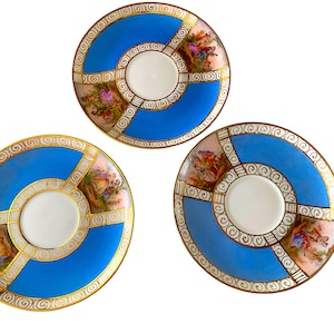 Piattino Art Nouveau Rococò: Boho Blue & Gold, FSK Cecoslovacchia