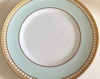 Vintage Thorvaldsen Aqua Pastel Blue and Gold Large Dinner Serving Plate 27 cm. Neo Classic Empire Style Bing & Grøndahl 1950s Heirloom