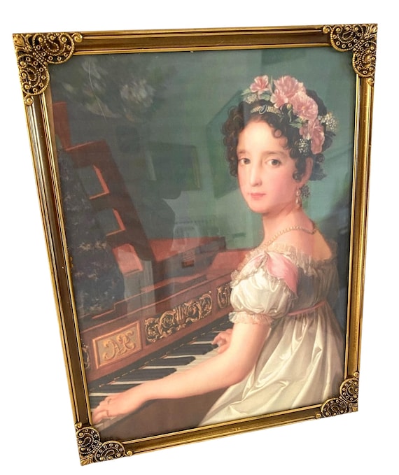 女性の肖像 日本画 金色フレーム 女性の肖像 日本画 金色フレーム アールヌーボー様式の真鍮フレーム