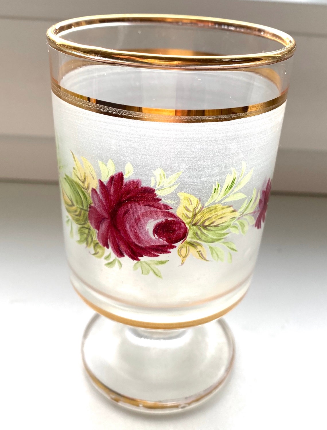 SET OF 3 Vintage Footed Drinking Glasses. Artisan Hand Painted Etsy