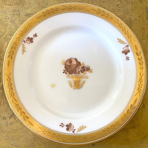 Vintage Royal Copenhagen Golden Basket Plate: 1940s Porcelain, 15 cm