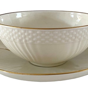 Rare Royal Copenhagen Josephine Off White with Gold. Consomme Soup Cup and Saucer Set. First Class Vintage 1960s Denmark. Sold per Cup Set.