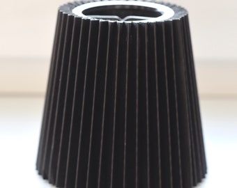 Solid Black Mono Colour Nordic Petite Pleated "Plisse" Lamp Shade Designer Vintage. Clip On. Scandinavian Style.