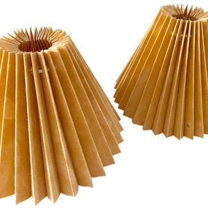 Vintage Pleated Lamp Shades - Scandinavian Curry Yellow - Set of 2