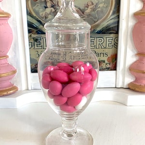 Vintage French Footed Glass Candy Jar with Lid - 24cm
