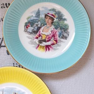 Vintage Egersund 1950s Decorative Candy Plates. Elegant Romantic Era Ladies Motive. Made in Norway. Fine Heirloom Quality. Collectors Item image 1