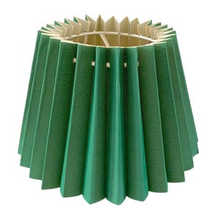 Nordic Small Pleated "Plisse" Lamp Shade. Textured Green. Clip On Frame. Scandinavian Style.