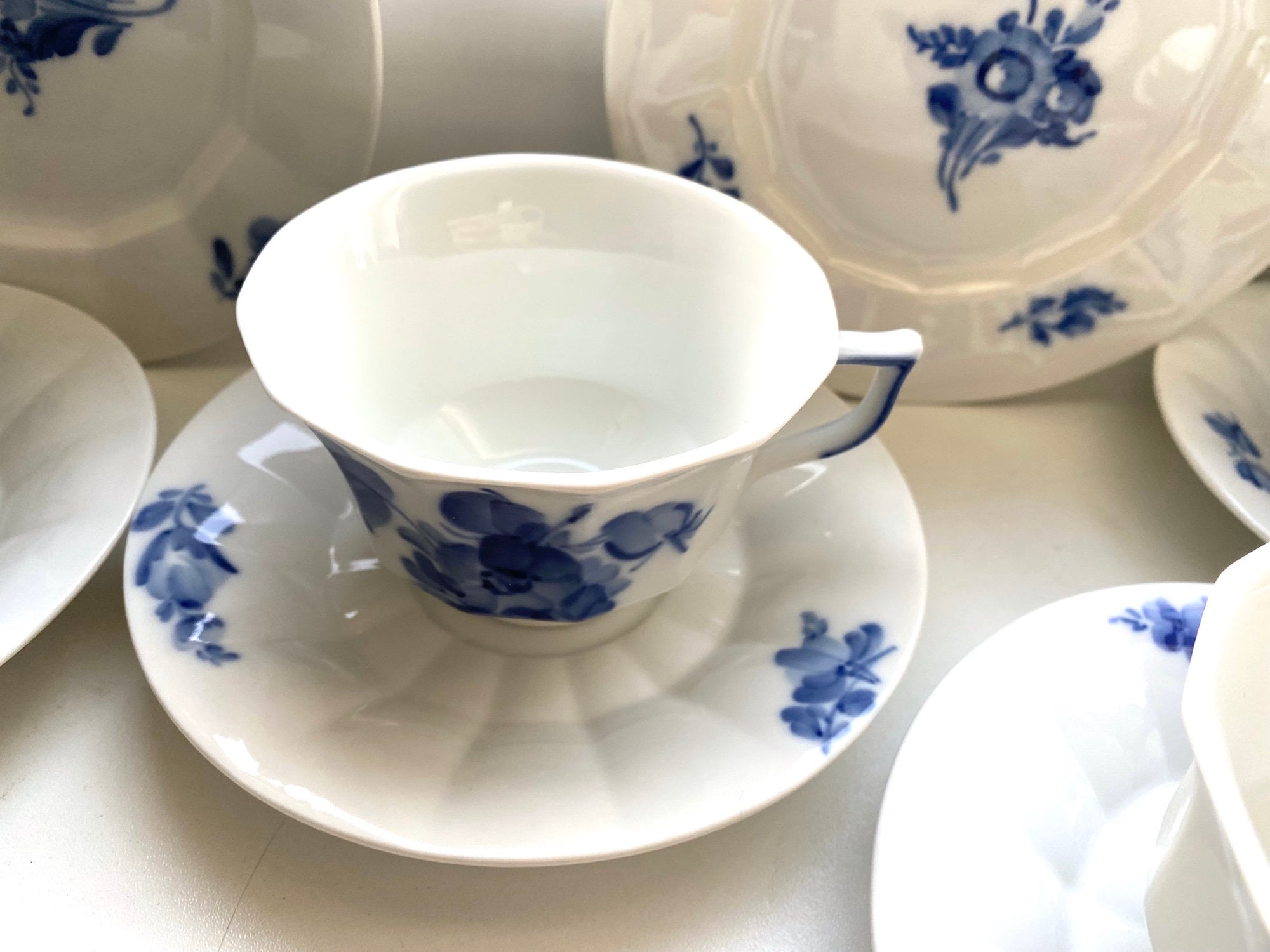 Saucer Copenhagen 1. Cup Blomst Tea - Etsy Angular Porcelain. Cake Class Option. Fine Plate Flower Antique/vintage Set. Royal Blue Blå and