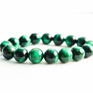 Green Tiger eye bracelet Mens Beaded Bracelet, Bracelet for Men Bracelet for Women Tiger Eye Bracelet, Womens Bracelet Stretch