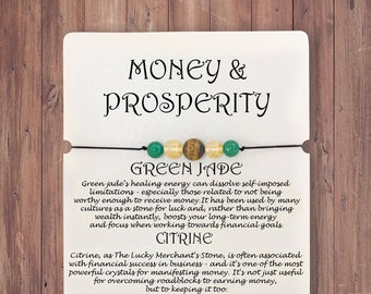 Money Bracelet Healing Bracelet Prosperity bracelet Handmade Bracelet Healing Crystals Gemstone Bracelet Citrine Nephrite Jade Tiger eye