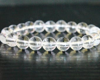 Clear Quartz Bracelet - 8mm, Rock Crystal, Quartz Gemstone Bracelet, Gemstone Bracelet, Womens Bracelet, Gift for Women