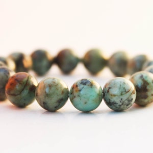 African Turquoise stone 8mm - African Turquoise Bracelet, Green Beads Bracelet, Womens Bracelet, Mens Bracelet, African Turquoise jewerly