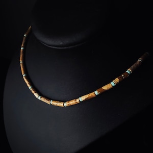 4mm Picture Jasper and Turquoise Mens Necklace, Mens Natural Gemstone, Jasper Mens Necklace, Gift for Men, Mens Choker, Gift for Him