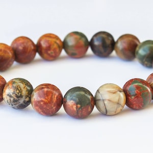 Bracciale Picasso Jasper - Bracciale da uomo da 10 mm, Bracciale elastico, Bracciale unisex, Bracciale da uomo con perline, Bracciale naturale, Regalo per lui