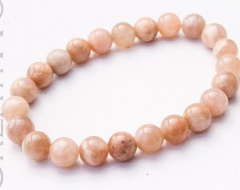 Peach moonstone Bracelet 8mm Moonstone Jewelry Moonstone Bracelet Stretch Bracelet Gift for Women, Fertility, Pregnancy