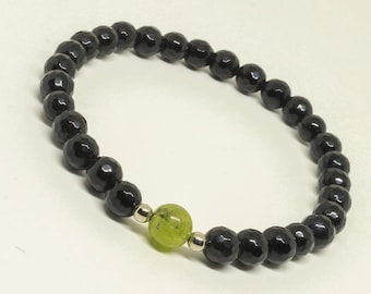 Peridot Bracelet, Black Onyx Mens Bracelet, Womens Bracelet, Gemstone Bracelet, Unisex Bracelet, Natural Bracelet Stretch Bracelet