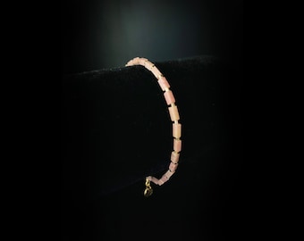 Rhodonite and golden glass beads Womens Bracelet, Natural Gemstone Bracelet, Rhodonite Bracelet, Gift for Woman, Gift for Her
