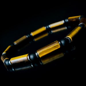 4mm Tube Tiger eye stone, Mens Bracelet, Onyx Mens Bracelet, Tiger eye bracelet, Gift for Men, Mens Bracelet Gift for Him