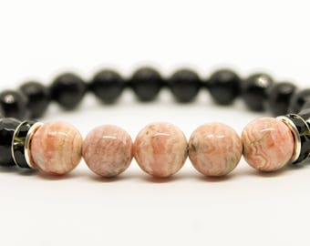 8mm Rhodochrosite Bracelet Onyx Bracelet Womens Beaded Bracelet Bracelet for Women Gemstone Bracelet Beaded Bracelet Stretch bracelet