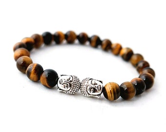 Tiger eye bracelet with Buddha Mens Beaded Bracelet Bracelet for Men Bracelet for Women Tiger Eye Bracelet Womens Bracelet Stretch Bracelet