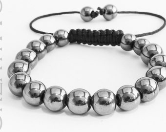 Hematite bracelet 8mm -Hematite Bracelet, Men Bead Bracelet, Women Bracelet, Mens Bracelet, Hematite jewerly, Hematite Shamballa Bracelet