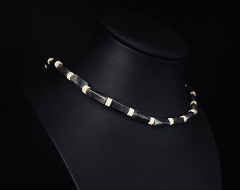 4 mm Labradorit und Holz Herren Halskette, Natürliche Herren Edelstein Halskette, Labradorit Herren Halskette, Geschenk für Männer, Herren Halsband, Geschenk für ihn