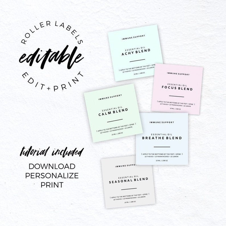 editable printable essential oil label templates everyday etsy