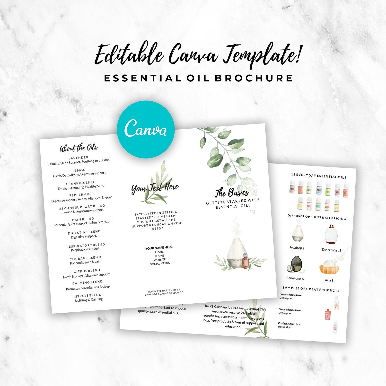 EDITABLE Essential Oil Brochure Template Customizable Etsy EDITABLE Essential Oil Brochure Template Customizable Etsy