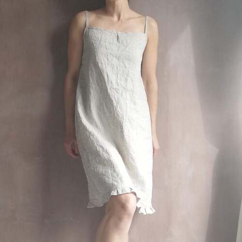 Linen Slip Dress Lace Detail Handmade Women's Clothing - Etsy