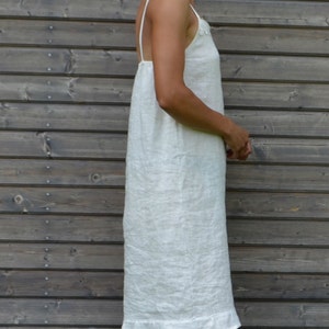 Linen Slip Dress Lace Detail Handmade Women's Clothing Summer Shirt Nightdress Nightgown image 5