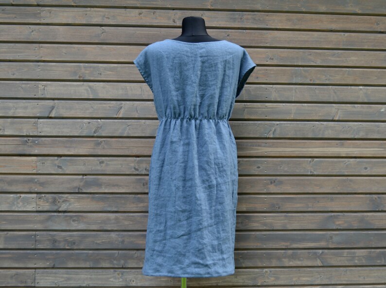 Linen Dress Light Blue Women's Handmade Clothing Loose Etsy