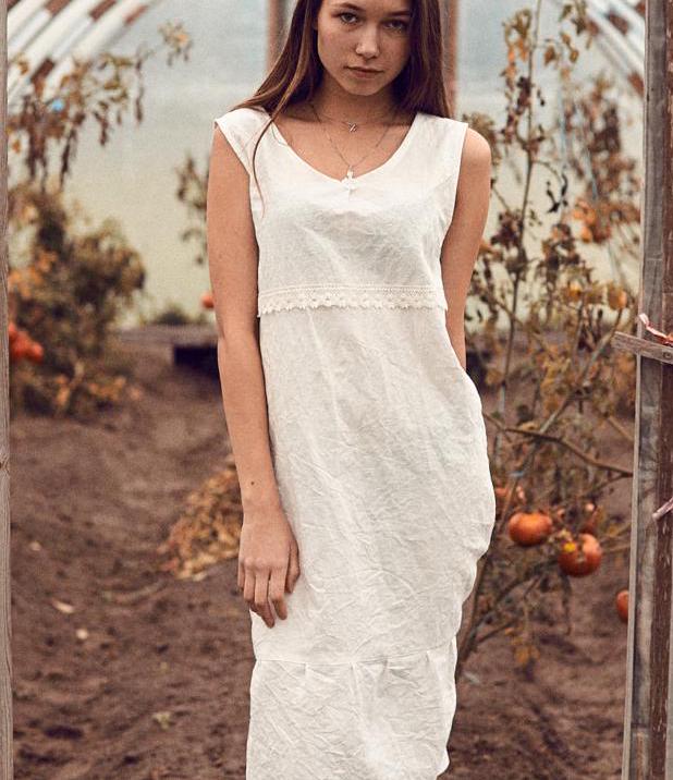 linen slip maxi dress DIORA Bias-Cut Long Linen Slip Dress