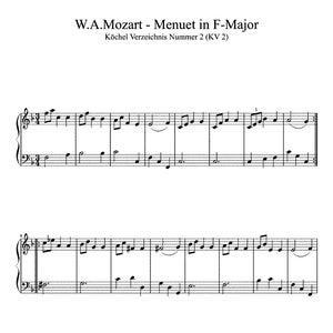 Piano Music Sheets - Minuet in F Major K.2-  Piano by Wolfgang Amadeus Mozart
