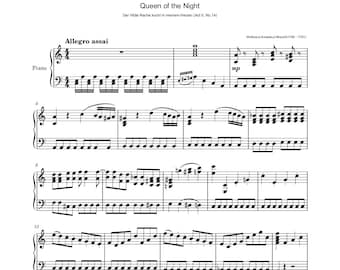 ピアノ楽譜 - 魔笛 - フルバージョン - 夜の女王のアリア ピアノ