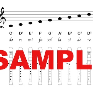 Flute Sheets: Recorder Fingering Chart | Basic Musical Notes | 5 Compositions - Paper Sheets