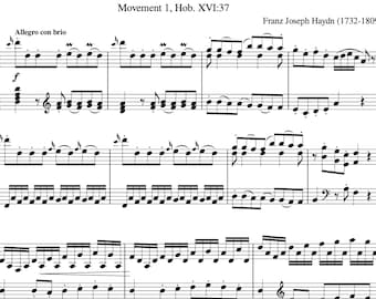 ピアノ楽譜 - ピアノソナタ ニ長調 Hob. XVI:37 - 第1楽章 - ヨーゼフ