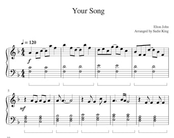 エルトン・ジョン - Your Song（ピアノ楽譜）PDF - Etsy 日本