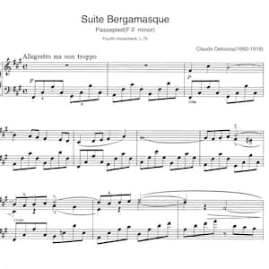 Piano Music Sheets - Suite Bergamasque - Passepied - fourth movement L.75 by Claude Debussy - Download