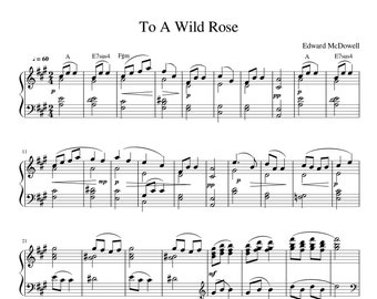 Piano Music Sheets - To A Wild Rose - Edward McDowell