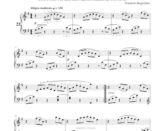Piano Music Sheets - Harmony of the Angels - Opus 100, No. 21 - Friedrich Burgmuller - Digital Download