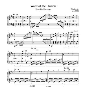 May include: Sheet music for "Waltz of the Flowers" from The Nutcracker, featuring musical notation on a white background. The title and composer are displayed at the top. The music includes various dynamic markings and tempo indications.